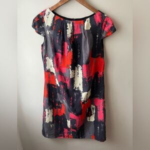 Monsoon 100% silk water colour shift dress with cap sleeves